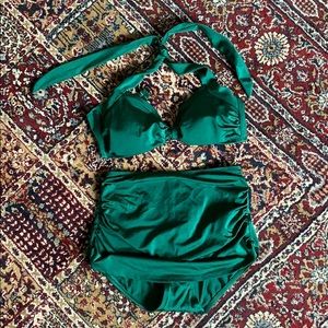 NWOT emerald green two piece halter swim suit